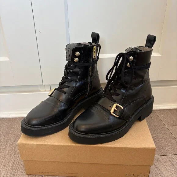 All Saints Donita Leather Ankle Combat Boots - Picture 3 of 15